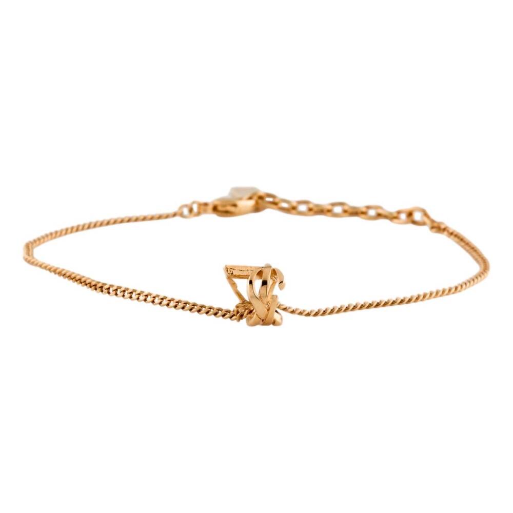 NEW SAINT LAURENT monogram twist metal chain bracelet in gold - Picture 2 of 4